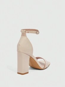 CUCCOO BIZCHIC 女士鞋方头粗跟踝带户外时尚米色高跟凉鞋春夏季度假鞋夏季促销优雅基础款商务休闲商务别致圣诞秋季新年假期 - 杏色 - 查看 8