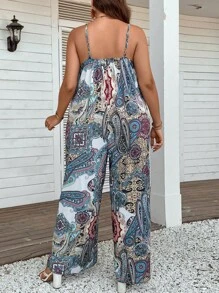 SHEIN LUNE Cami Jumpsuit mit weitem Beinschnitt, Paisley Muster, - Verschiedenfarbig - Übersicht 2