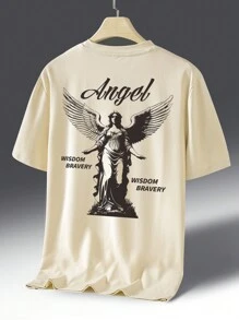 Manfinity EMRG Men Cotton Letter & Figure Graphic Tee - Khaki - View 3