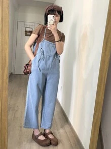 DAZY 素色紋理質感T恤 - 棕色 - 查看 6