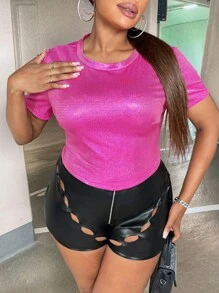 Slaydiva Plus Cut Out Zip Fly Shorts