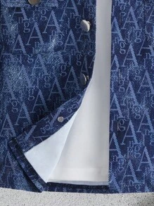 SHEIN Young Boy Letter Graphic Flap Pocket Button Front Coat Without Tee