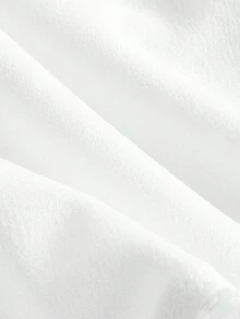 SHEIN MOD 前繫帶挖肩蕾絲邊短款上衣 - 白色 - 查看 4