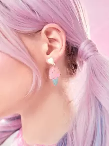 ROMWE Kawaii 1對可愛冰淇淋耳墜適合女士日常裝飾 - 彩色 - 查看 3