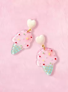 ROMWE Kawaii 1對可愛冰淇淋耳墜適合女士日常裝飾 - 彩色 - 查看 5