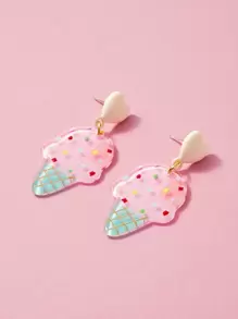 ROMWE Kawaii 1對可愛冰淇淋耳墜適合女士日常裝飾 - 彩色 - 查看 6