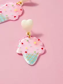 ROMWE Kawaii 1對可愛冰淇淋耳墜適合女士日常裝飾 - 彩色 - 查看 7