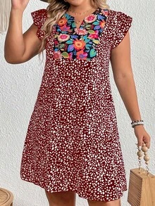 SHEIN Holidaya Đầm Plus Size Xù Hoa Boho - Nhiều màu - Xem 3
