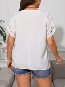 SHEIN LUNE Plus Floral Print Contrast Trim Batwing Sleeve Blouse