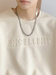 Manfinity Hypemode Loose Fit Men's Letter Embossed Drop Shoulder T-Shirt