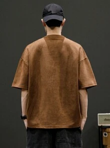 Manfinity Hypemode Camiseta suelta de hombre con estampado de letras en relieve y hombros caídos