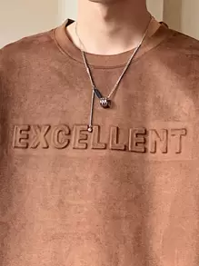 Manfinity Hypemode Camiseta suelta de hombre con estampado de letras en relieve y hombros caídos