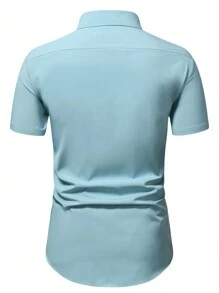 Calvornis Men Solid Button Up Shirt - Mint Green - View 2