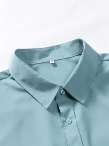 Calvornis Men Solid Button Up Shirt - Mint Green - View 4