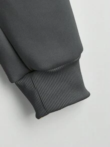 INAWLY Solid Zip Up Drawstring Drop Shoulder Thermal Lined Hoodie,Long Sleeve Tops Graduation,Teacher,Back To School Fall - Dark Grey - View 3