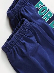 Boys Letter Graphic Colorblock Tee & Sweatpants Set