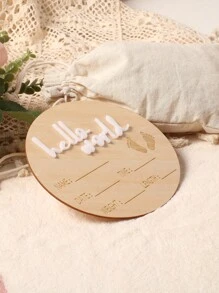 Baby Name Announcement Sign  For Hospital Hello World Newborn Sign Shower Gift Wood Discs Milestone Card Photo Prop - White - View 6