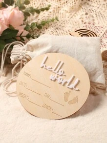 Baby Name Announcement Sign  For Hospital Hello World Newborn Sign Shower Gift Wood Discs Milestone Card Photo Prop - White - View 8
