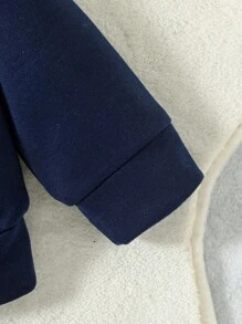 Baby Boy Bear Pattern Raglan Sleeve Sweatshirt - Navy Blue - View 6