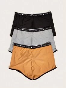 Plus 3pack Letter Graphic Colourblock Contrast Binding Panty - Multicolor - View 2