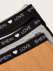 Plus 3pack Letter Graphic Colourblock Contrast Binding Panty - Multicolor - View 3