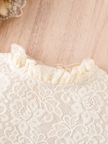 嬰兒褶邊蕾絲上衣和格紋前蝴蝶結裙裤 - 彩色 - 查看 4