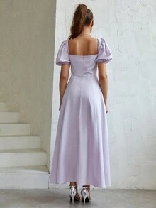 PARTHEA 一字肩前繫帶高衩連衣裙