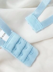 Floral Embroidery Mesh Underwire Lingerie Set - Baby Blue - View 6