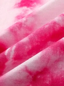 ROMWE MEN Street Life Các bạn Nhuộm buộc Đồ họa ô tô và chữ cái Áo thun - Hồng - Xem 3