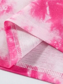 ROMWE MEN Street Life Các bạn Nhuộm buộc Đồ họa ô tô và chữ cái Áo thun - Hồng - Xem 5