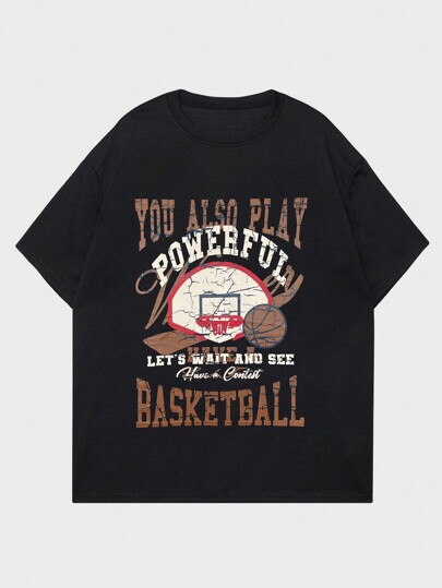 Prep تي شيرت بطباعة أحرف للشباب