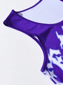 Nomouthh ROMWE MEN Guys Skeleton Print Tank Top - Purple - View 3