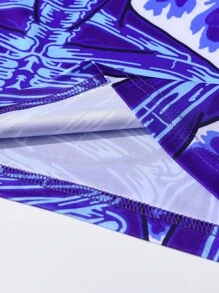 Nomouthh ROMWE MEN Guys Skeleton Print Tank Top - Purple - View 5