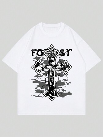 Street Life Hombres Camiseta cruzado con estampado de dibujo