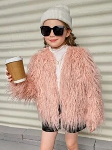 SHEIN Young Girl Casual Woven Coat