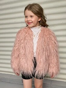 SHEIN Young Girl Casual Woven Coat