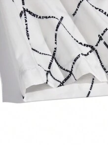 ROMWE MEN Goth Guys Spider Web Print Drawstring Waist Shorts - White - View 4
