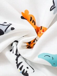 SHEIN للاولاد الاطفال بطباعة رسومات كرتونية تي شيرت وبنطلون & قبعة