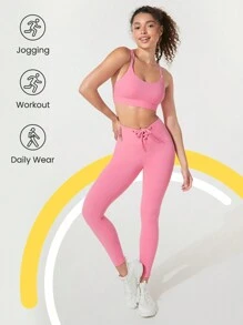 GLOWMODE 24" FeatherFit™ Lace-Up & Go Leggings - Bubblegum Pink - View 4