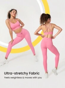 GLOWMODE 24" FeatherFit™ Lace-Up & Go Leggings - Bubblegum Pink - View 5