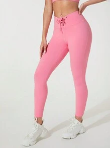 GLOWMODE 24" FeatherFit™ Lace-Up & Go Leggings - Bubblegum Pink - View 6