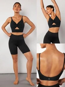 GLOWMODE FeatherFit™ Xoắn Nút Không lưng Bras thể thao Hỗ trợ ánh sáng - màu đen - Xem 6