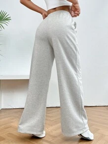 SHEIN EZwear Spring Dress PantsDrawstring Waist Wide Leg Pants Graduation,Back To School Outfits,Graduation,Teacher Outfits For Women,Back To School