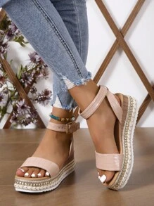 女士時尚厚跟沙灘涼鞋 - 粉色 - 查看 2