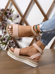 女士時尚厚跟沙灘涼鞋 - 粉色 - 查看 3