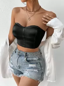 Chiquease Solid Crop Tube Top - Black - View 3