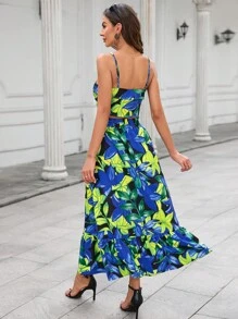 SHEIN Privé Bộ đồ hai mảnh nữ Viên lá sen Dải chun Nhiệt đới Boho - Nhiều màu - Xem 2