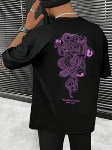 Manfinity EMRG Áo thun & Áo lót Nam Thú vật Lá thư Đường phố - màu đen - Xem 1