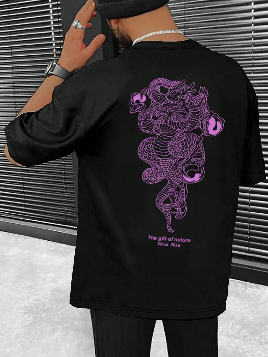 Manfinity EMRG Áo thun & Áo lót Nam Thú vật Lá thư Đường phố - màu đen - Xem 1