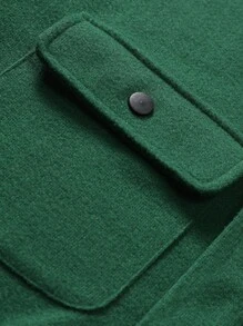Manfinity Homme Men Button Front Flap Pocket Overcoat - Dark Green - View 5